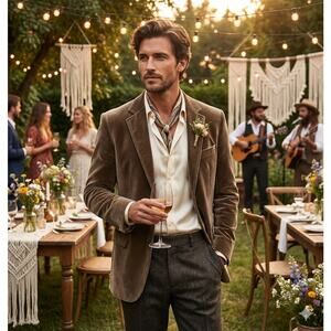 Marc Ecko Cut & Sew Brown Crushed Velvet Blazer Large Y2K street formal boho